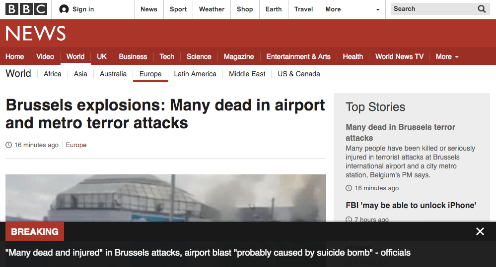 Серия терактов в Брюсселе.&nbsp;Онлайн